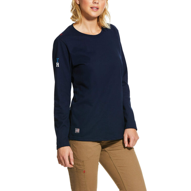 Ariat Work: FR Americana Graphic Camisetas Mujer - Azul Marino (KXVPM7146)